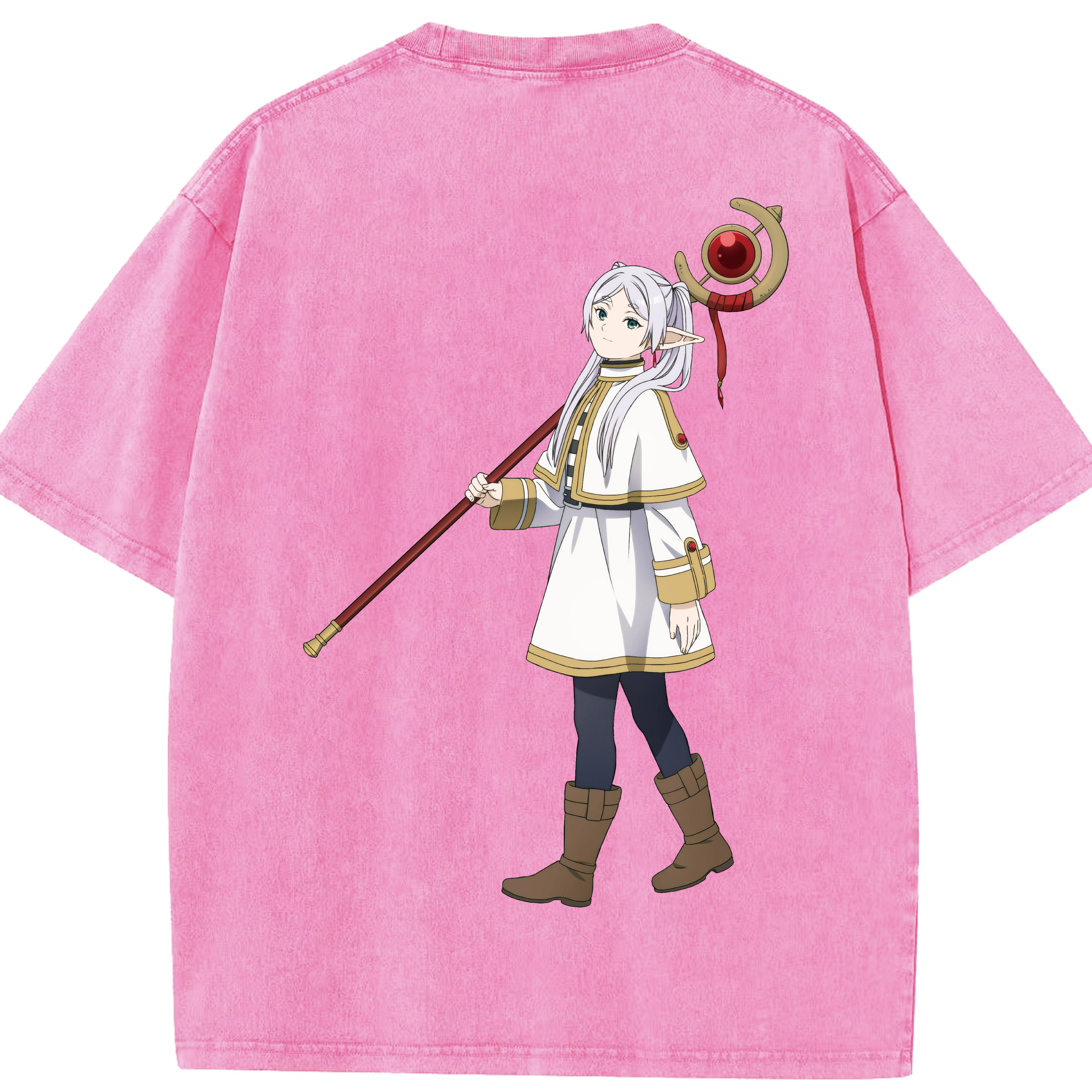 （画像用） 葬送のフリーレン Frieren 綿100% ヴィンテージ風 半袖Tシャツ（背面プリント）